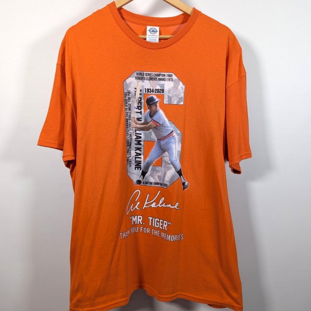 Al Kaline Detroit Tigers Mr Tiger T-Shirt Orange Sz Men's XL